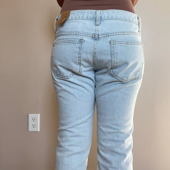 Light Blue Straight Leg Distressed Jeans - Picture 11 of 15